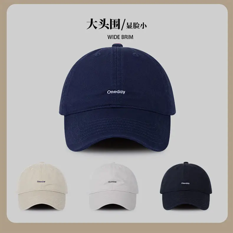 Women Retro Face Small Embroidered Cap Navy White Gray — feature 4