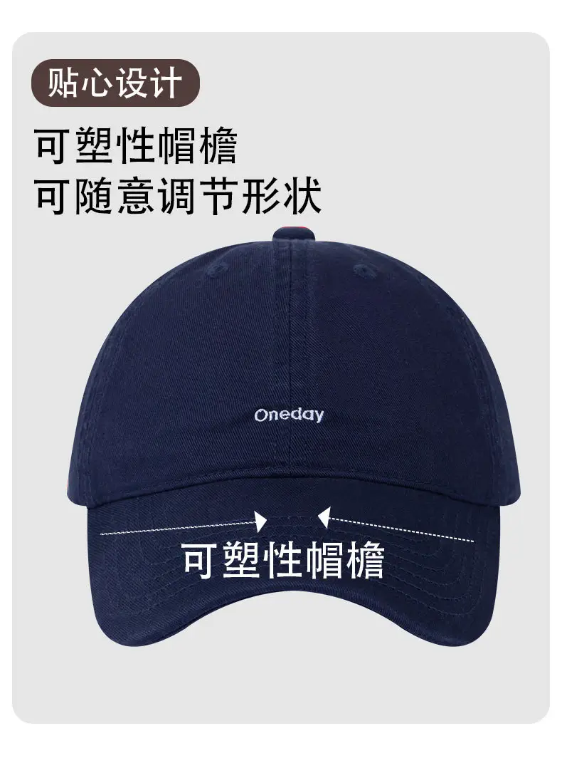 Women Retro Face Small Embroidered Cap Navy White Gray — feature 8