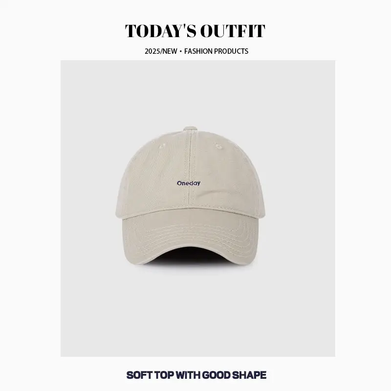 Women Retro Face Small Embroidered Cap Navy White Gray - Image 3