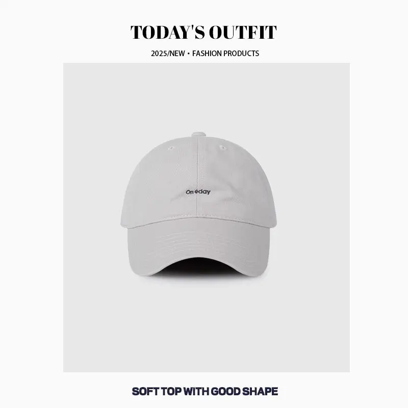 Women Retro Face Small Embroidered Cap Navy White Gray - Image 4