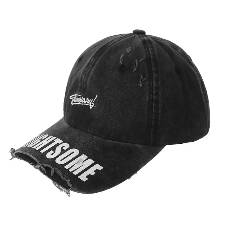 Vintage Black Wide Brim Baseball Cap Women's Raked Old Cap All-match Face Show Small Fashion Trendy Hat for Men - Image 6