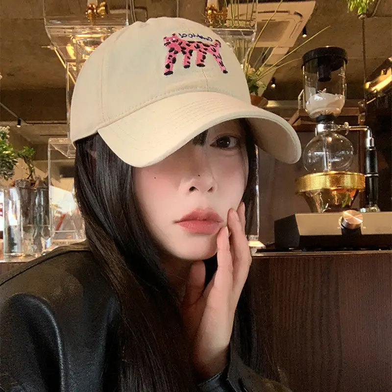 Women Korean Cat Embroidered Baseball Cap Large Head Circumference - Image 6