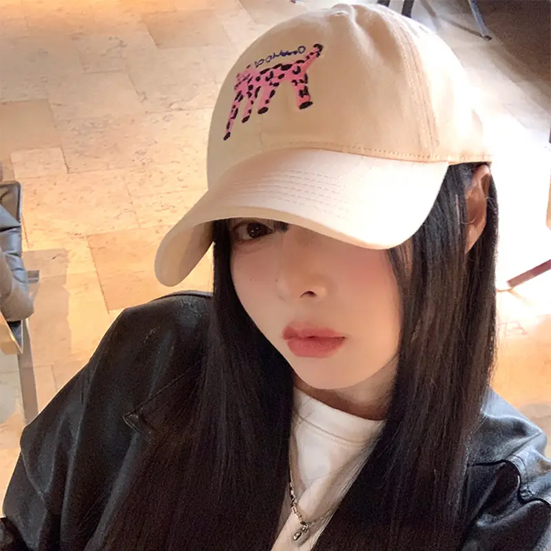 Women Korean Cat Embroidered Baseball Cap Large Head Circumference - Image 7