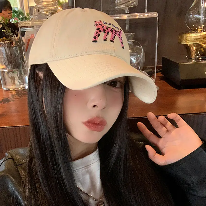 Women Korean Cat Embroidered Baseball Cap Large Head Circumference - Image 8