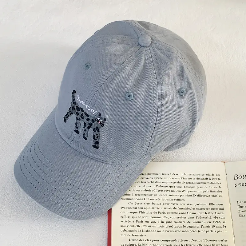 Women Korean Cat Embroidered Baseball Cap Large Head Circumference - Image 2