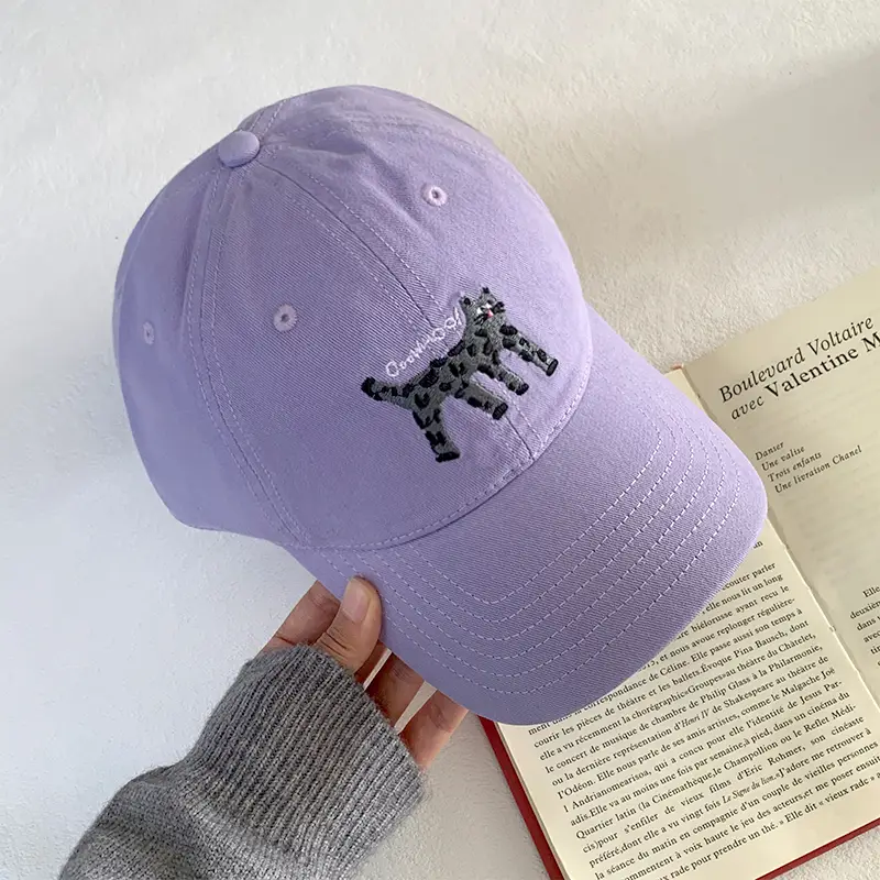 Women Korean Cat Embroidered Baseball Cap Large Head Circumference - Image 4