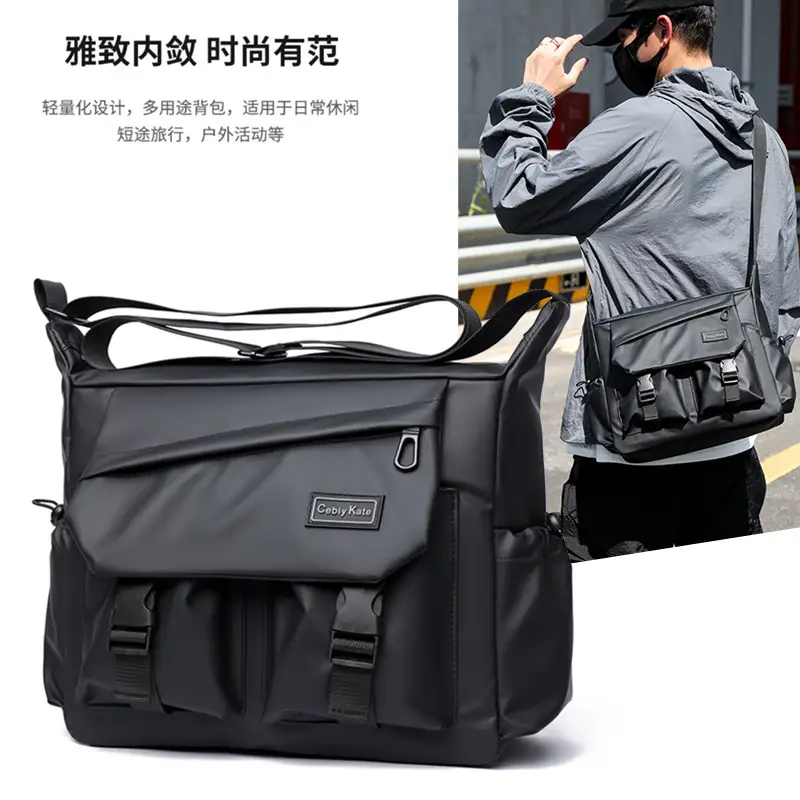 Men's Black Crossbody Shoulder Bag Large Capacity - Image 5