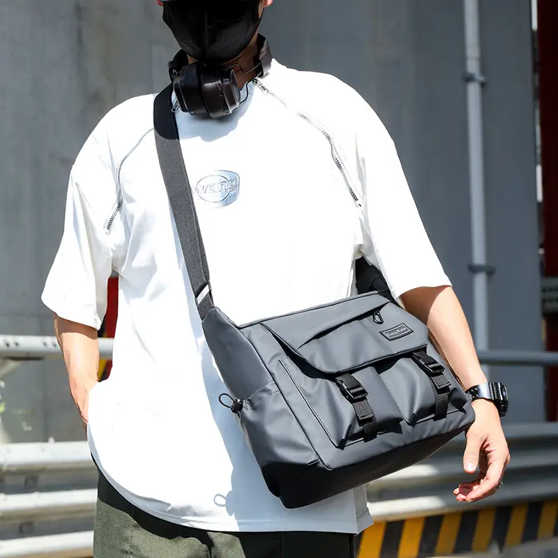 Men's Black Crossbody Shoulder Bag Large Capacity - Image 7