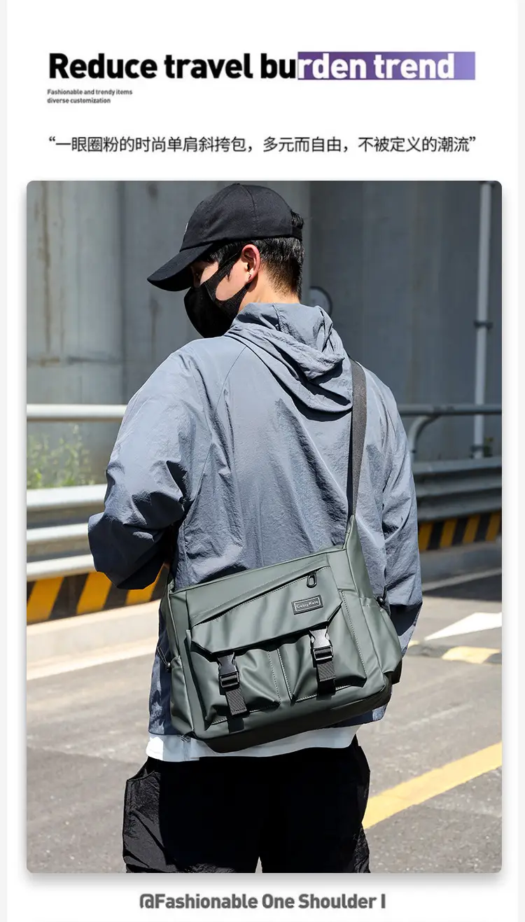 Men's Black Crossbody Shoulder Bag Large Capacity — feature 4