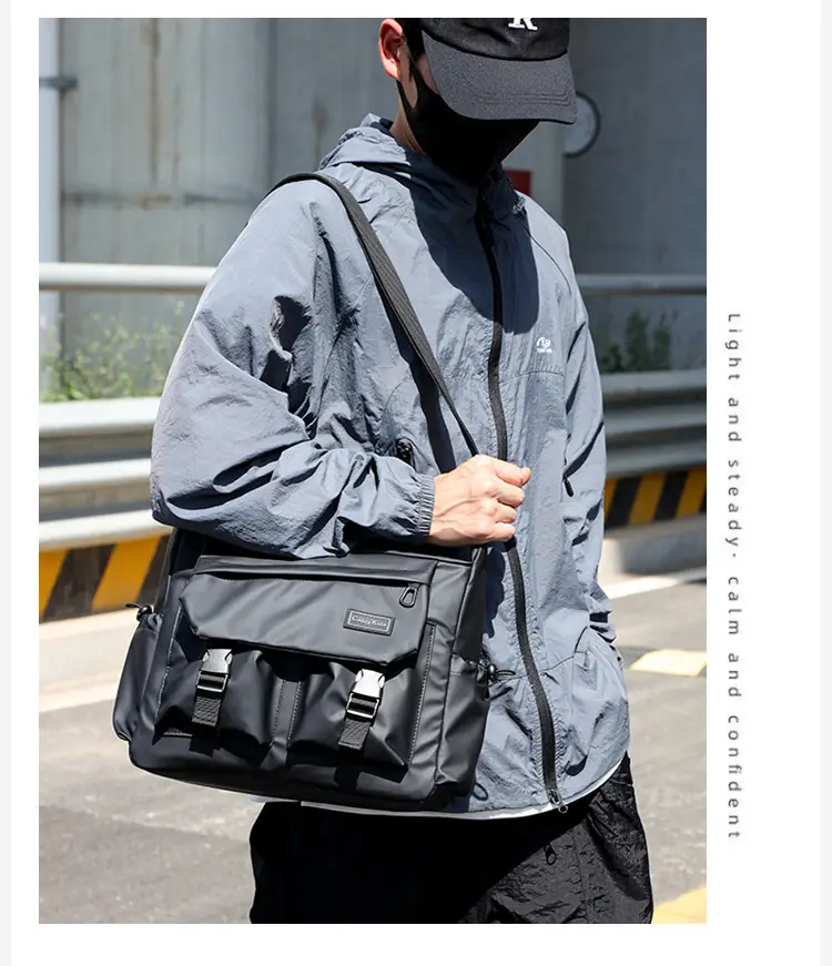 Men's Black Crossbody Shoulder Bag Large Capacity — feature 7