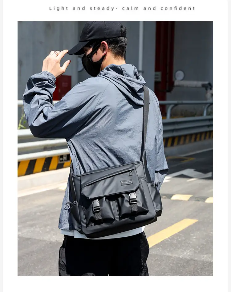 Men's Black Crossbody Shoulder Bag Large Capacity — feature 8