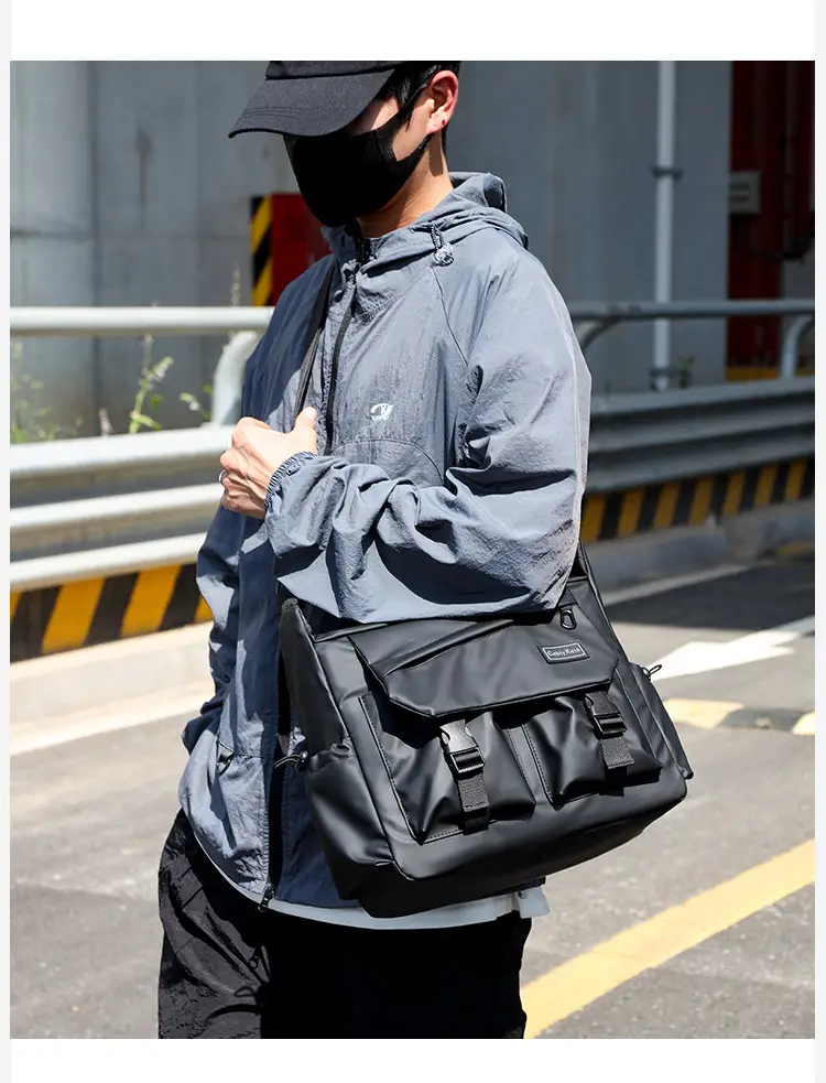 Men's Black Crossbody Shoulder Bag Large Capacity — feature 9