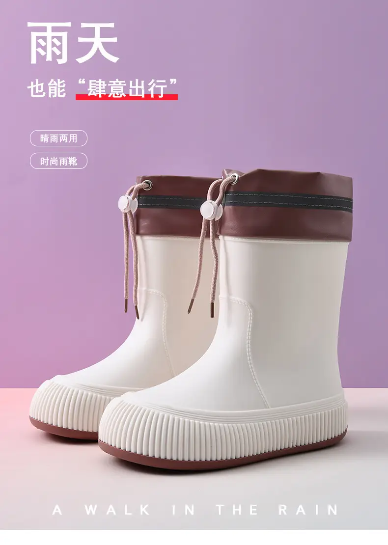 Wholesale mid-barrel corset eva rain boots women's adult non-slip water shoes kitchen sea-driven soft bottom wear-resistant fashion rain boots — feature 3