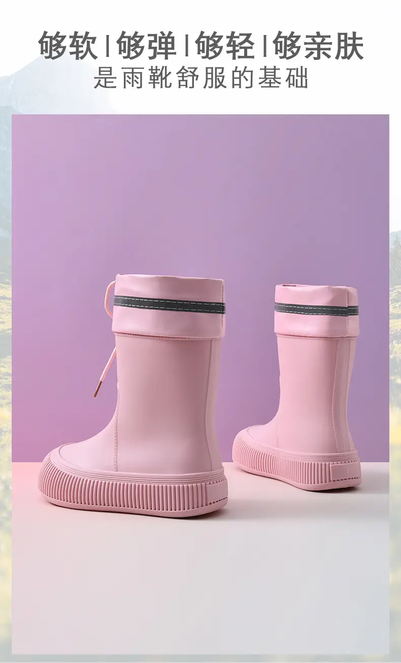 Wholesale mid-barrel corset eva rain boots women's adult non-slip water shoes kitchen sea-driven soft bottom wear-resistant fashion rain boots — feature 4