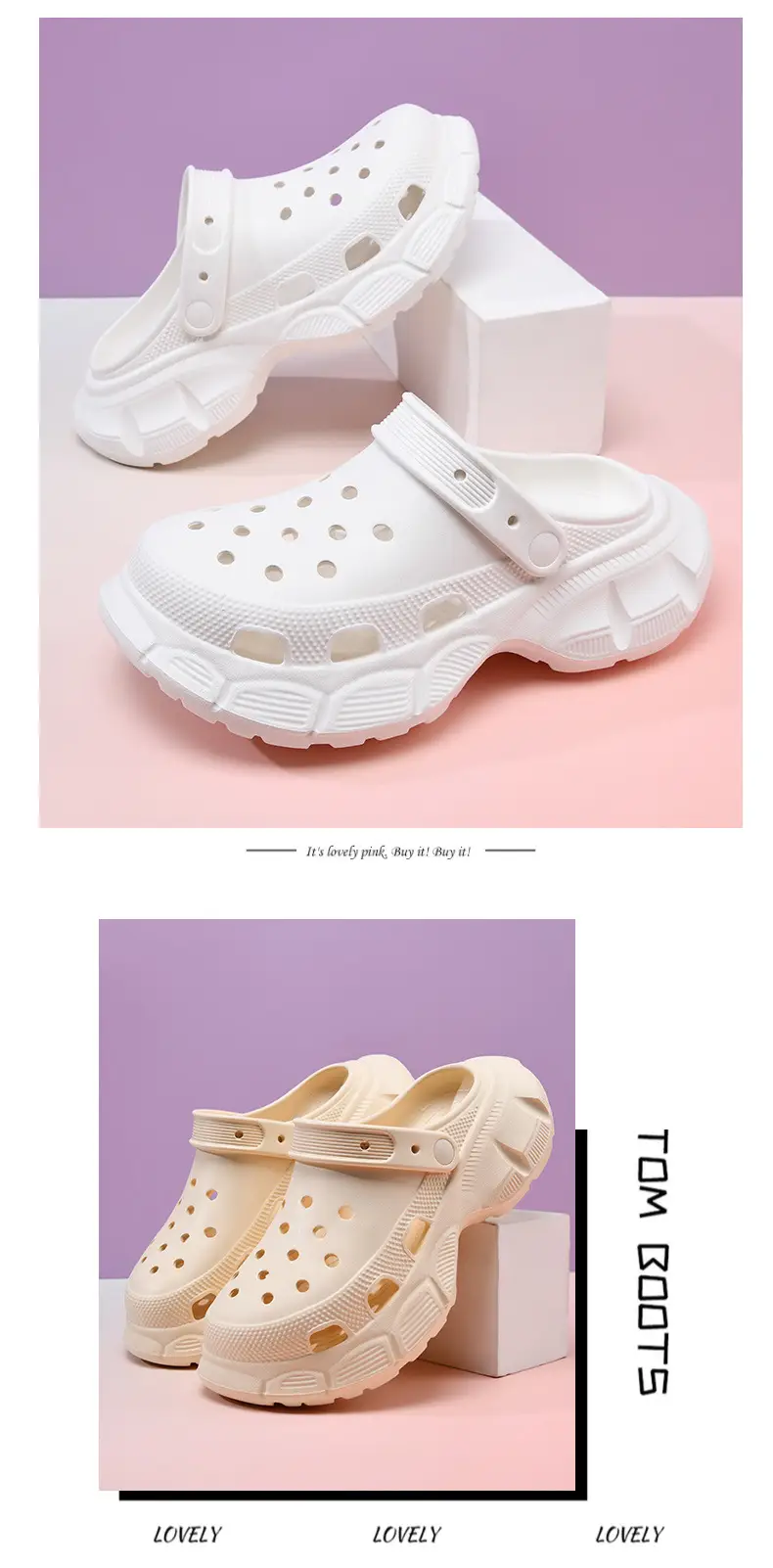 Thick-soled hole shoes women's summer new outdoor height-increasing slippers wear-resistant non-slip breathable beach deodorant toe slippers — feature 12
