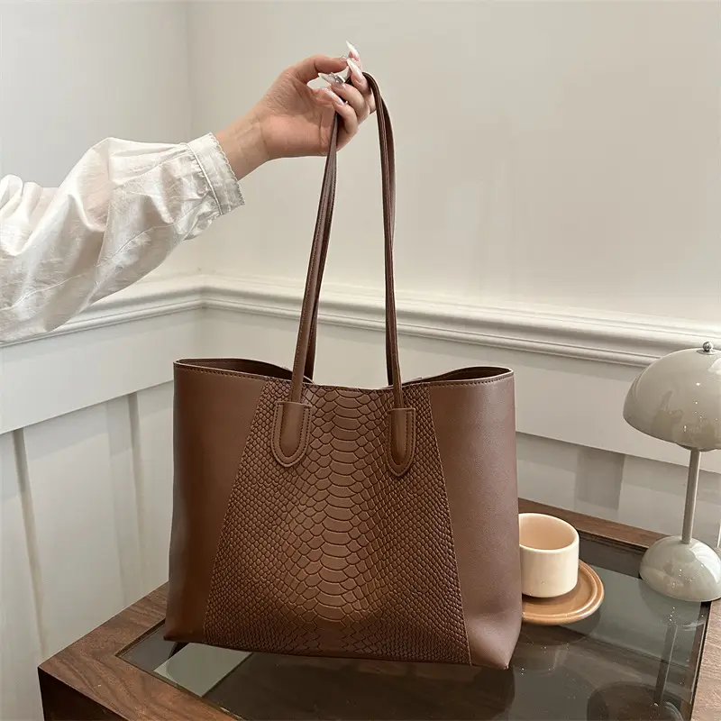 Women Crossbody Tote Bag Cream Large Capacity Spring Summer Commuter Bag - Image 4