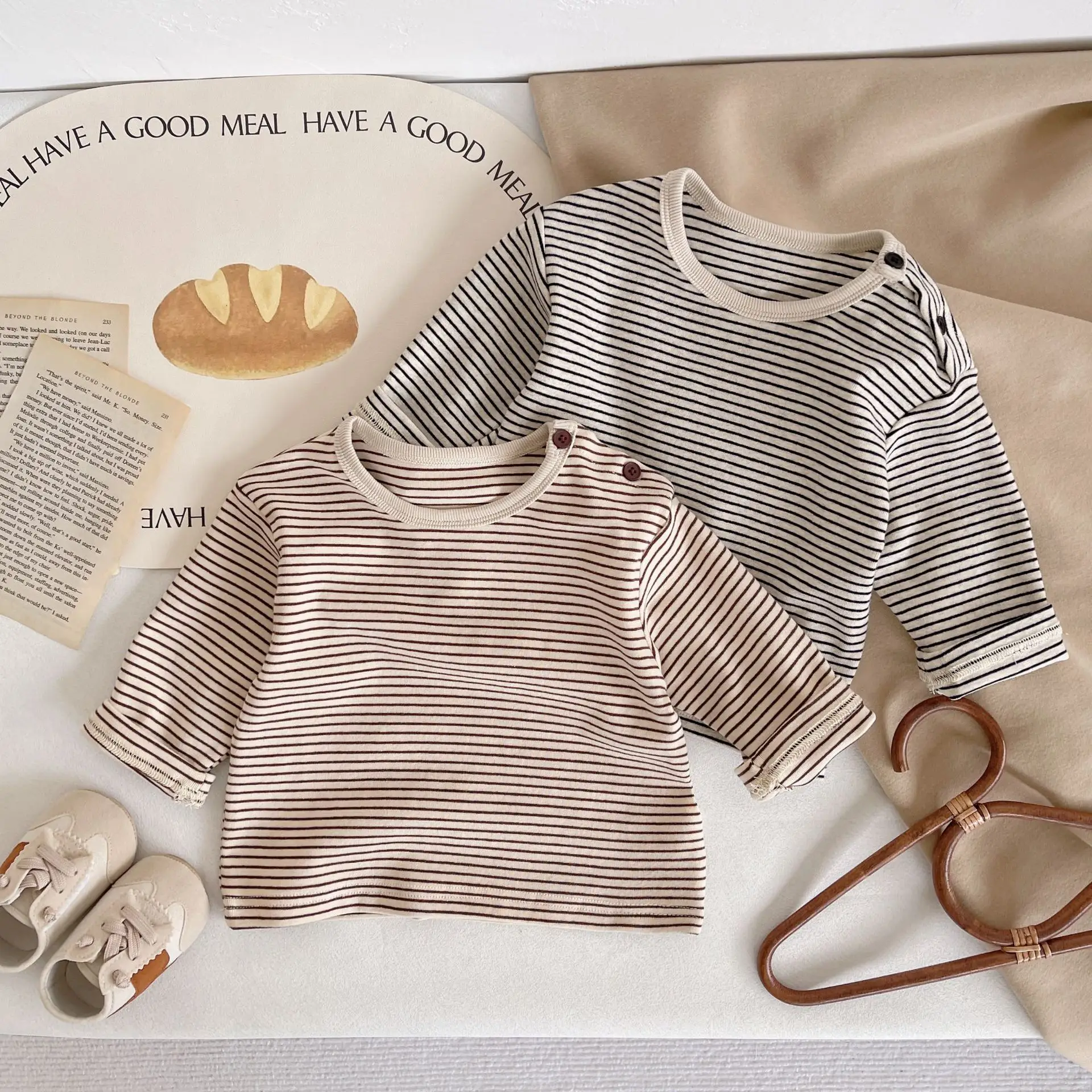 Children Striped Long Sleeve T Shirt Baby Set - Image 5
