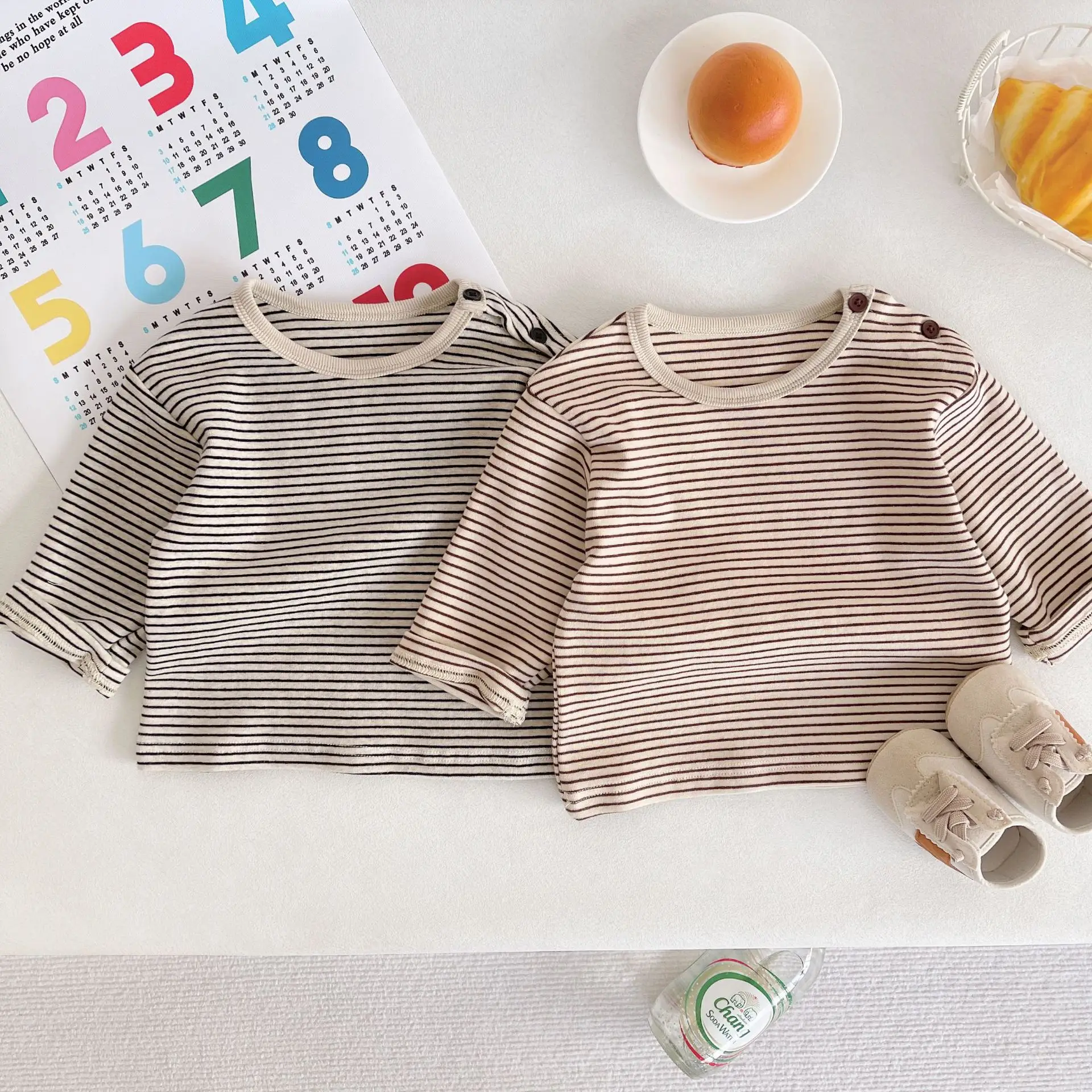 Children Striped Long Sleeve T Shirt Baby Set - Image 7