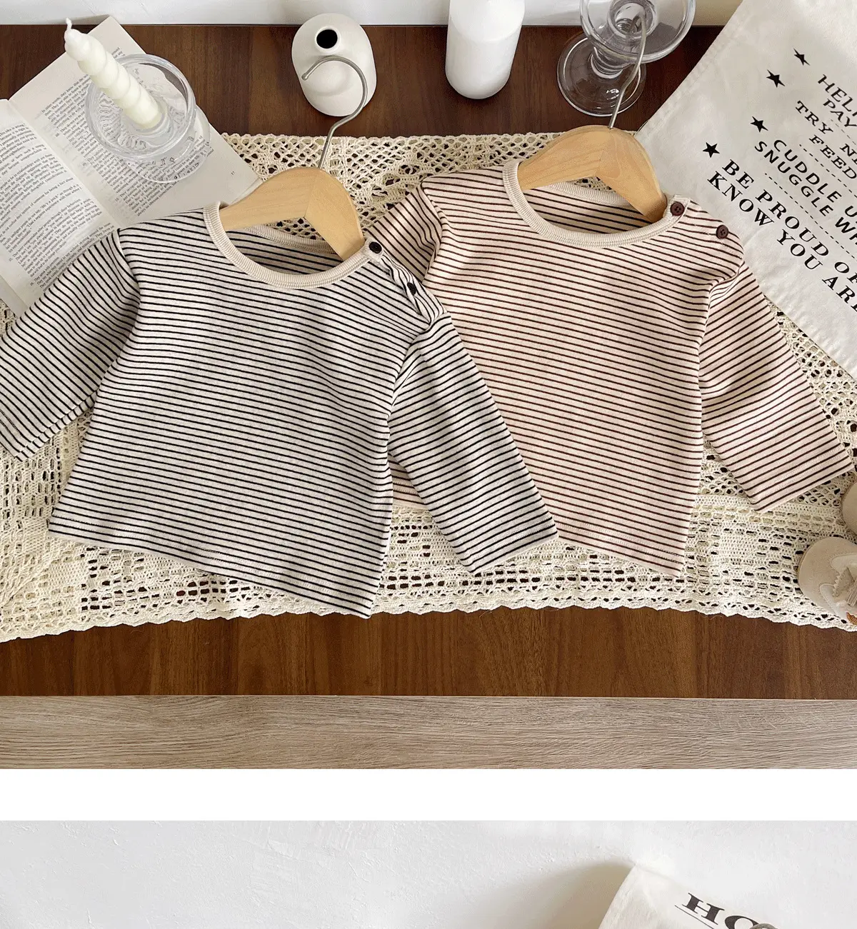 Children Striped Long Sleeve T Shirt Baby Set — feature 21