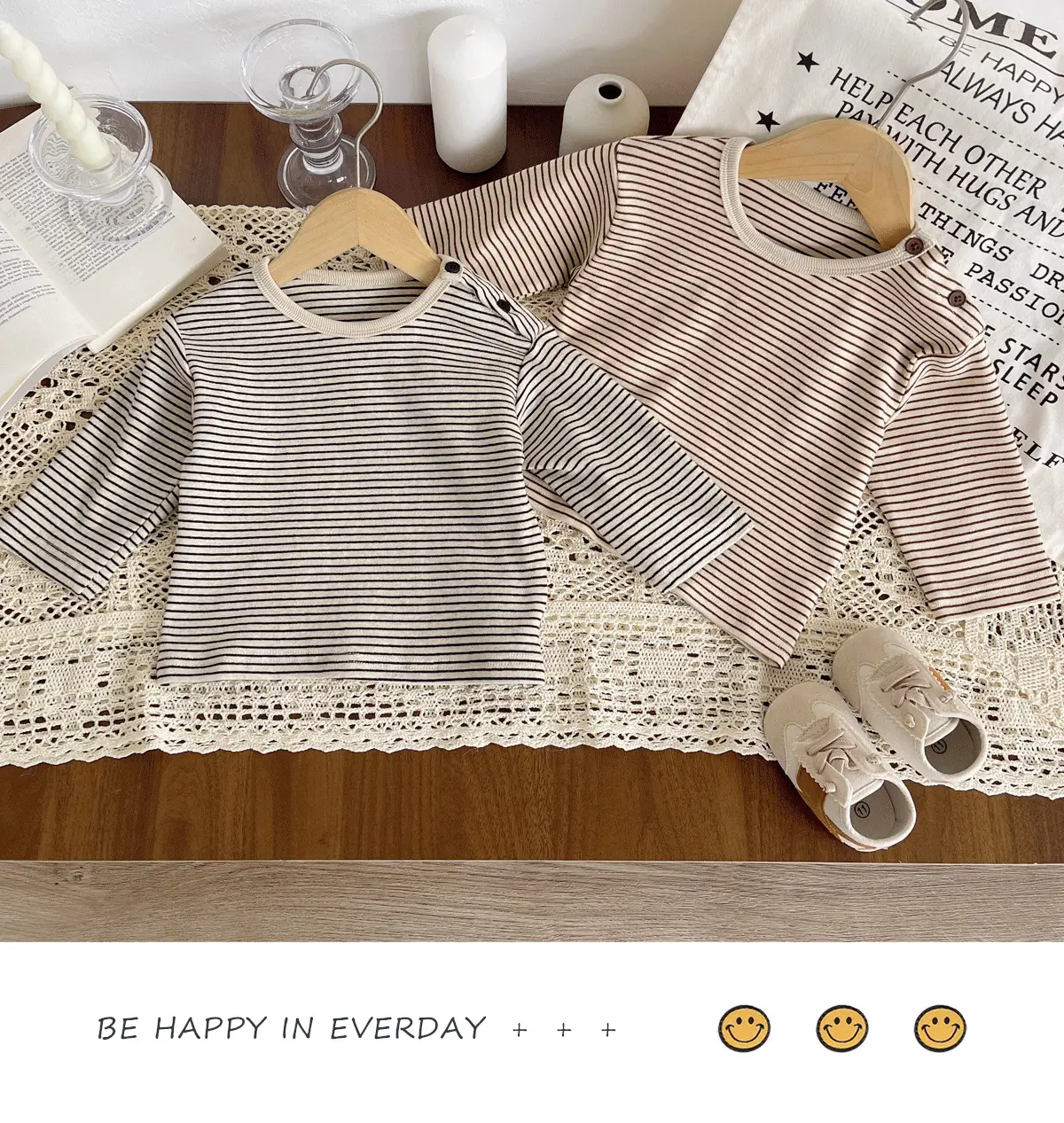 Children Striped Long Sleeve T Shirt Baby Set — feature 22