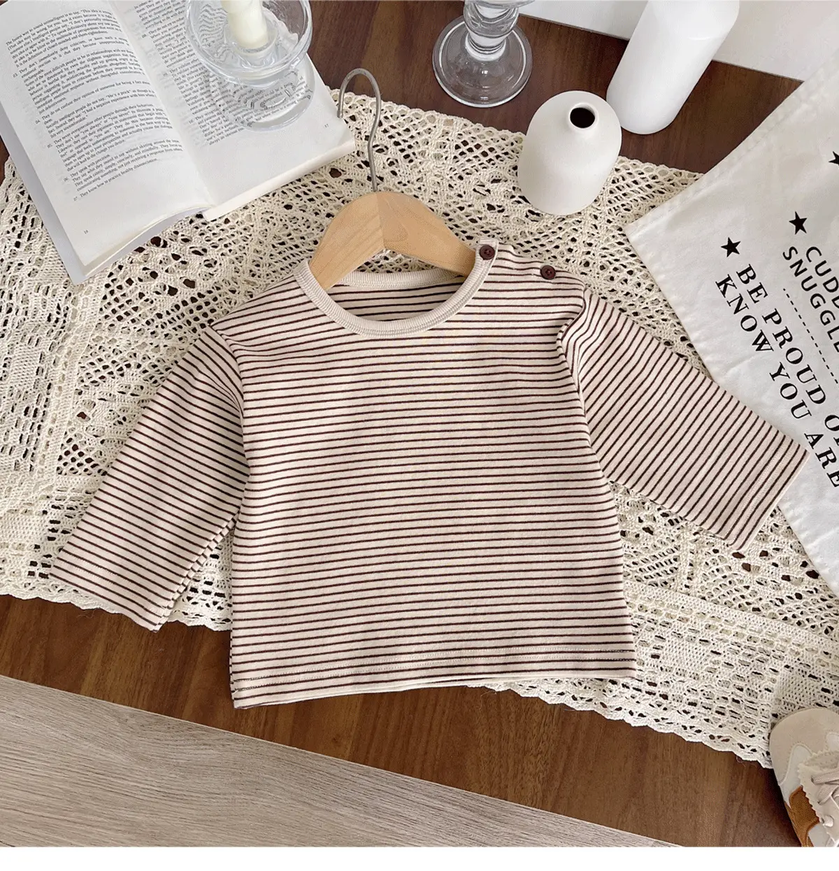 Children Striped Long Sleeve T Shirt Baby Set — feature 23