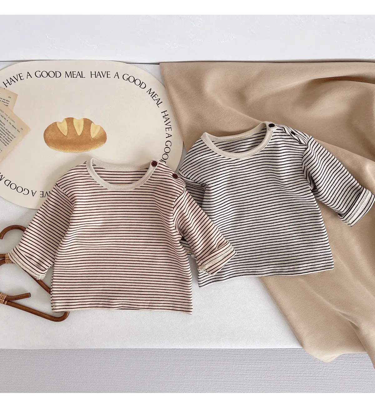 Children Striped Long Sleeve T Shirt Baby Set — feature 6