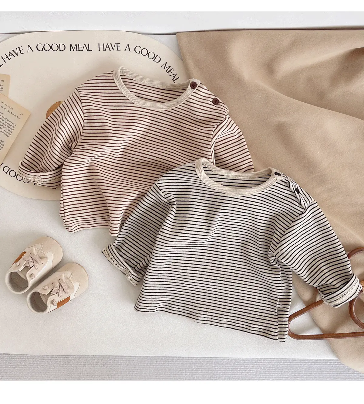 Children Striped Long Sleeve T Shirt Baby Set — feature 8