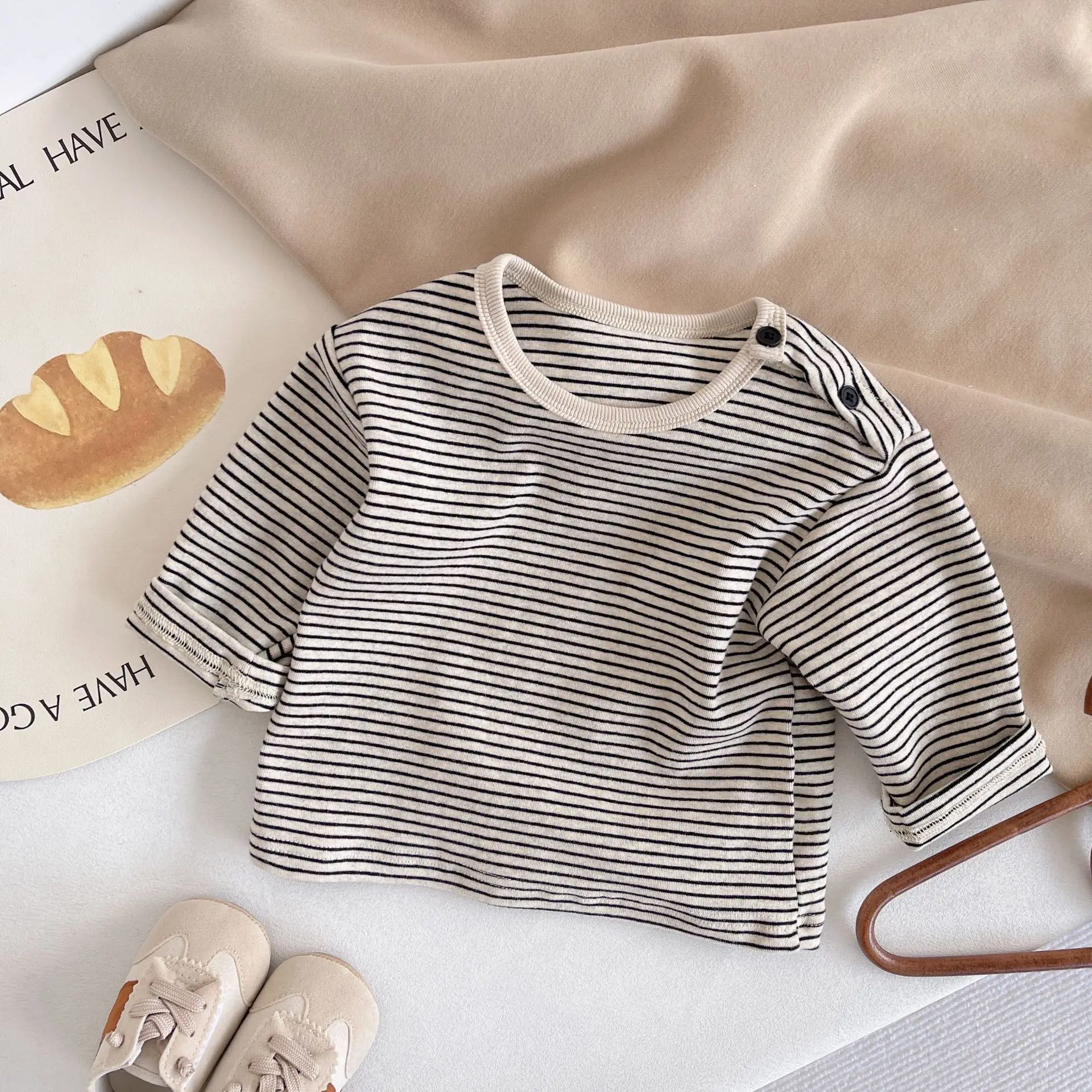 Children Striped Long Sleeve T Shirt Baby Set - Image 3
