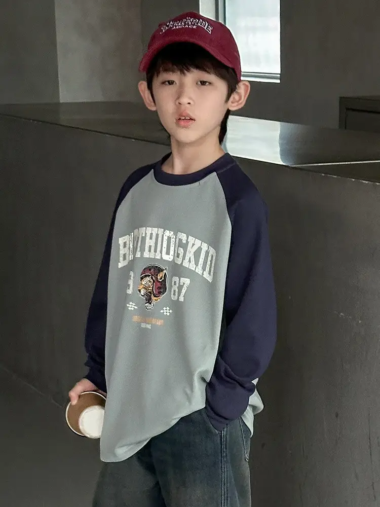 Boys Long Sleeve T-Shirt Grey 2025 Big Kidsren - Image 4