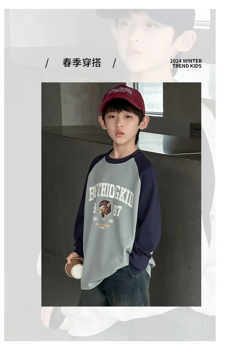 Boys Long Sleeve T-Shirt Grey 2025 Big Kidsren — feature 12