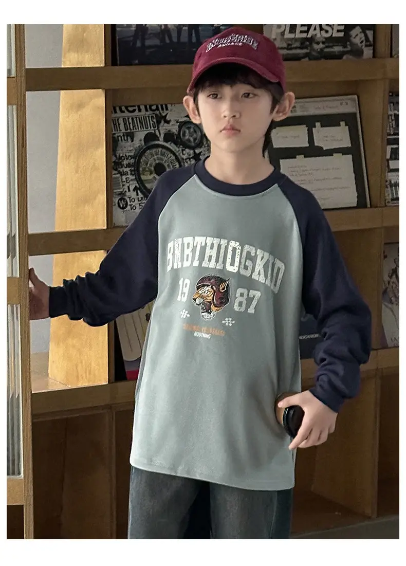 Boys Long Sleeve T-Shirt Grey 2025 Big Kidsren — feature 19