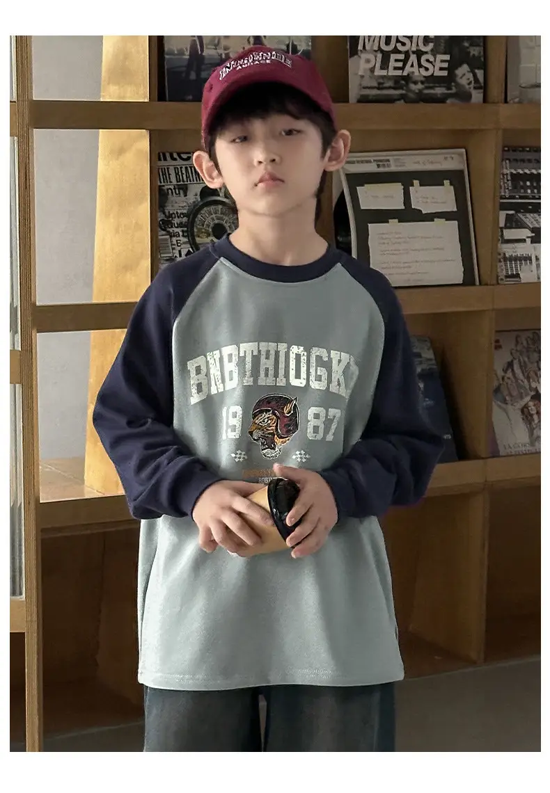 Boys Long Sleeve T-Shirt Grey 2025 Big Kidsren — feature 22