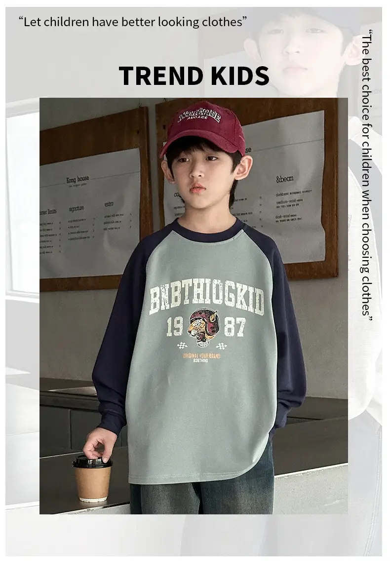 Boys Long Sleeve T-Shirt Grey 2025 Big Kidsren — feature 8
