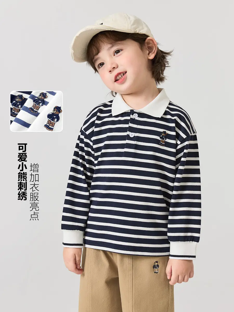White Boys Polo Shirt Long Sleeve Spring Wear - Image 4