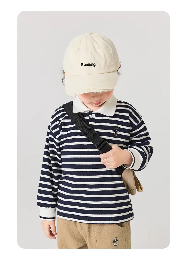 White Boys Polo Shirt Long Sleeve Spring Wear — feature 18
