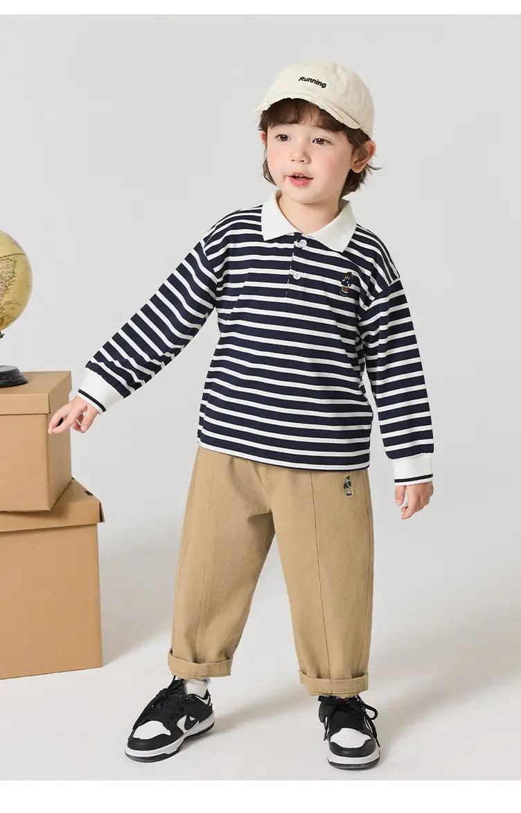 White Boys Polo Shirt Long Sleeve Spring Wear — feature 19
