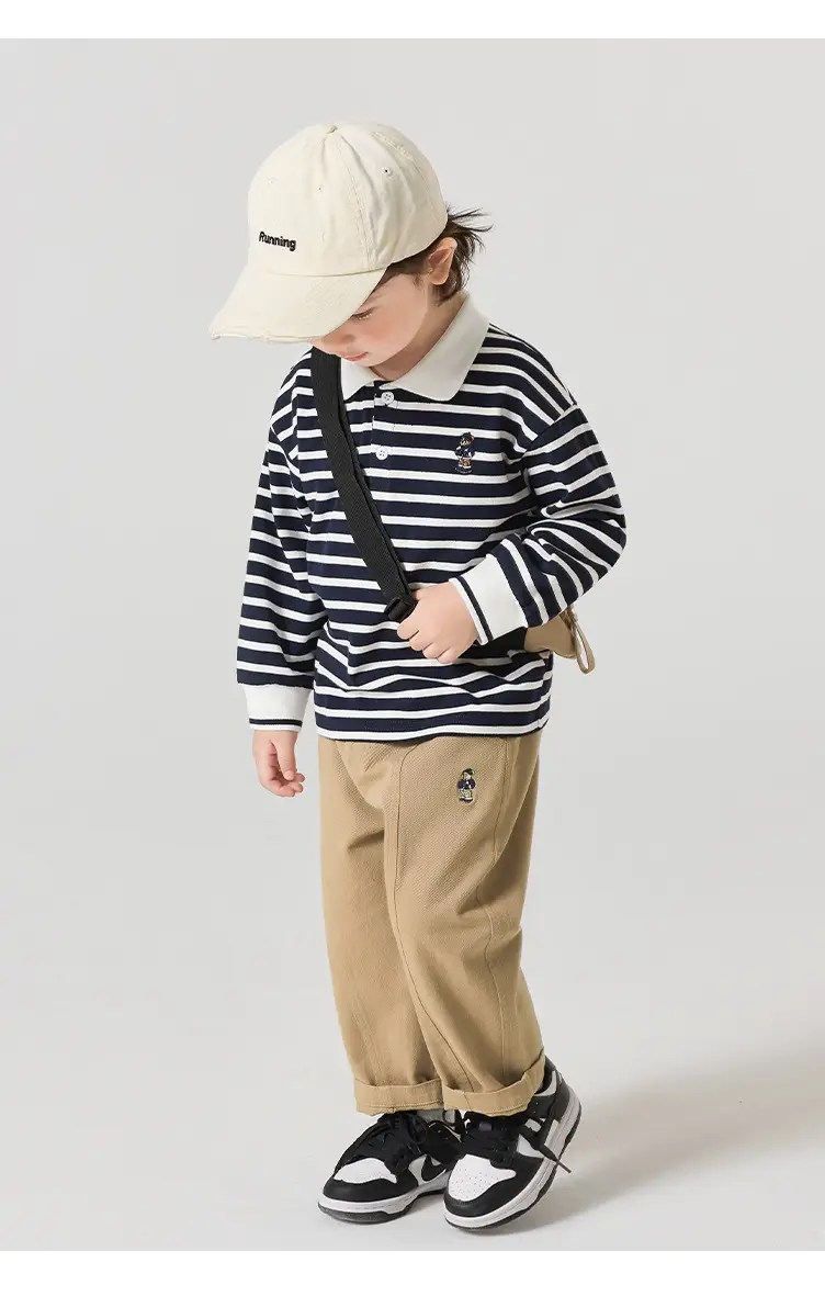 White Boys Polo Shirt Long Sleeve Spring Wear — feature 20