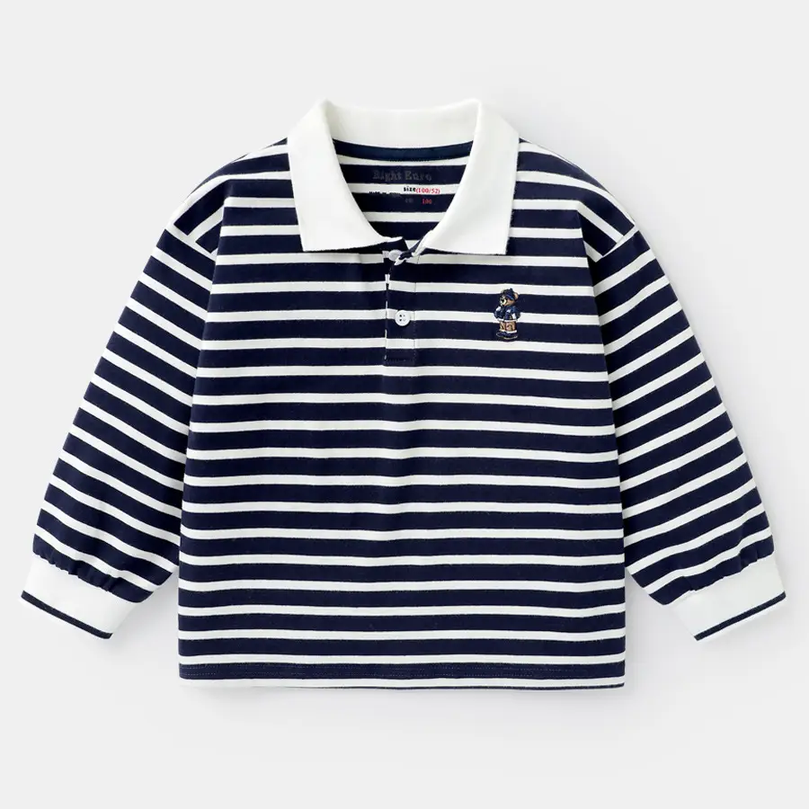 White Boys Polo Shirt Long Sleeve Spring Wear - Image 2