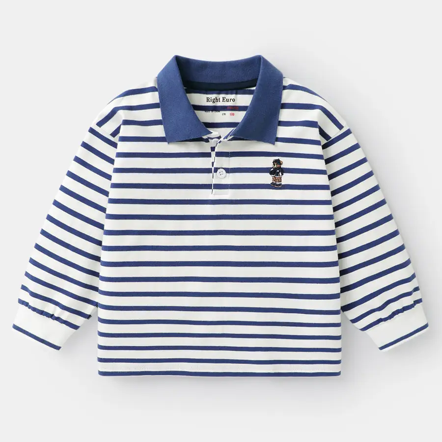 White Boys Polo Shirt Long Sleeve Spring Wear - Image 3