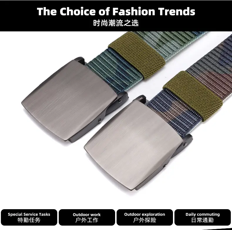 Men's Camo Tactical Belt with Alloy Buckle — feature 3