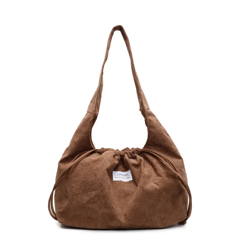 Women's Striped Velvet Strap Mouth Bag Large Capacity - Image 8