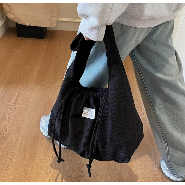 Women's Striped Velvet Strap Mouth Bag Large Capacity — feature 11