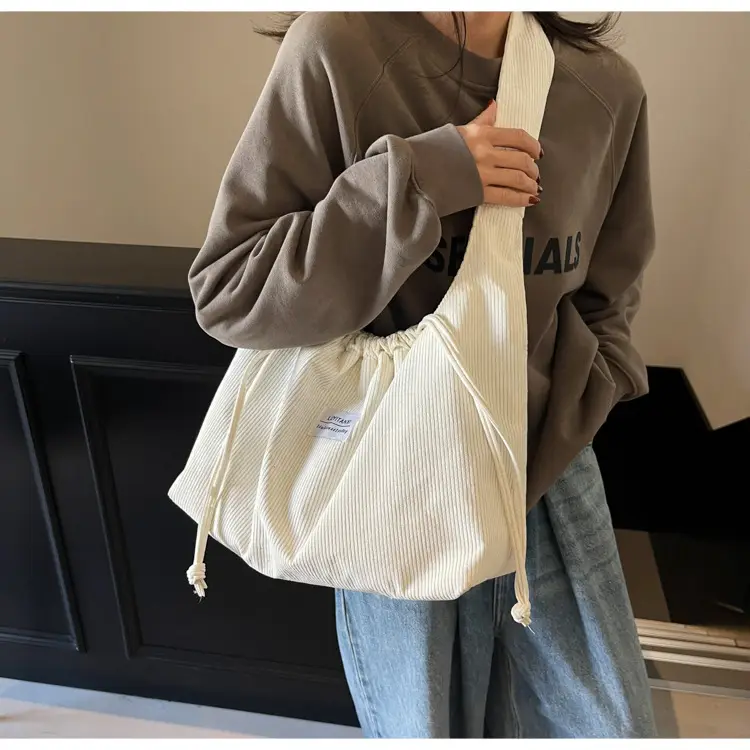 Women's Striped Velvet Strap Mouth Bag Large Capacity — feature 16