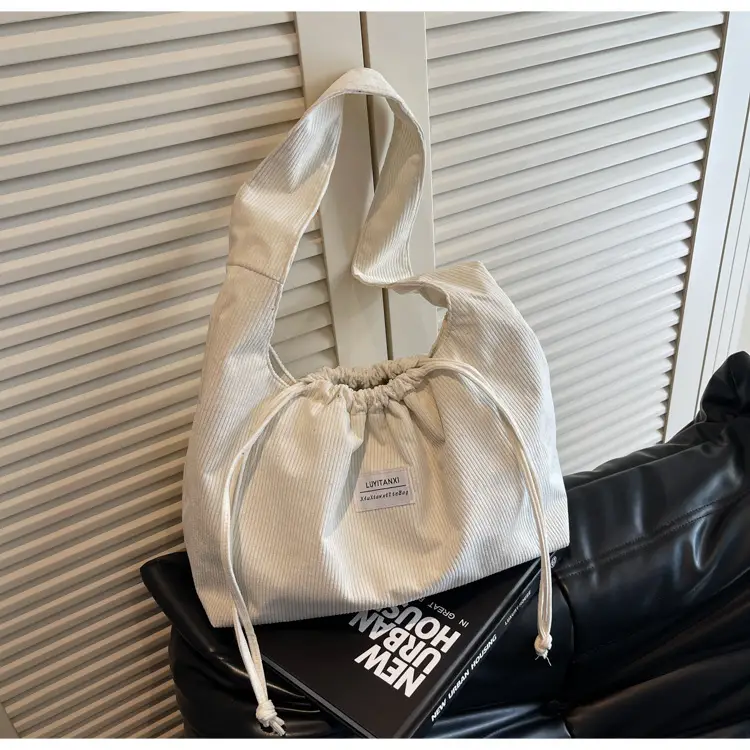 Women's Striped Velvet Strap Mouth Bag Large Capacity — feature 23