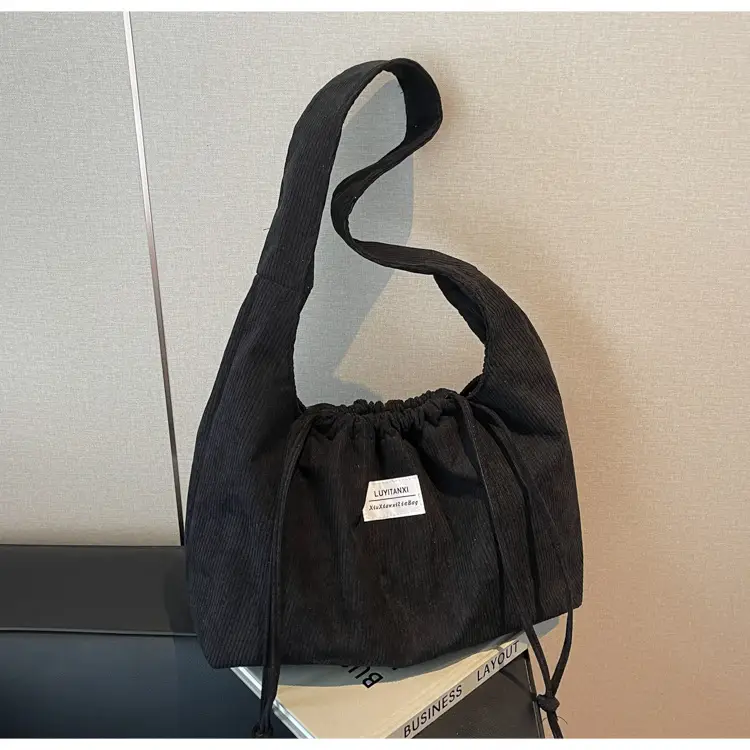 Women's Striped Velvet Strap Mouth Bag Large Capacity — feature 25