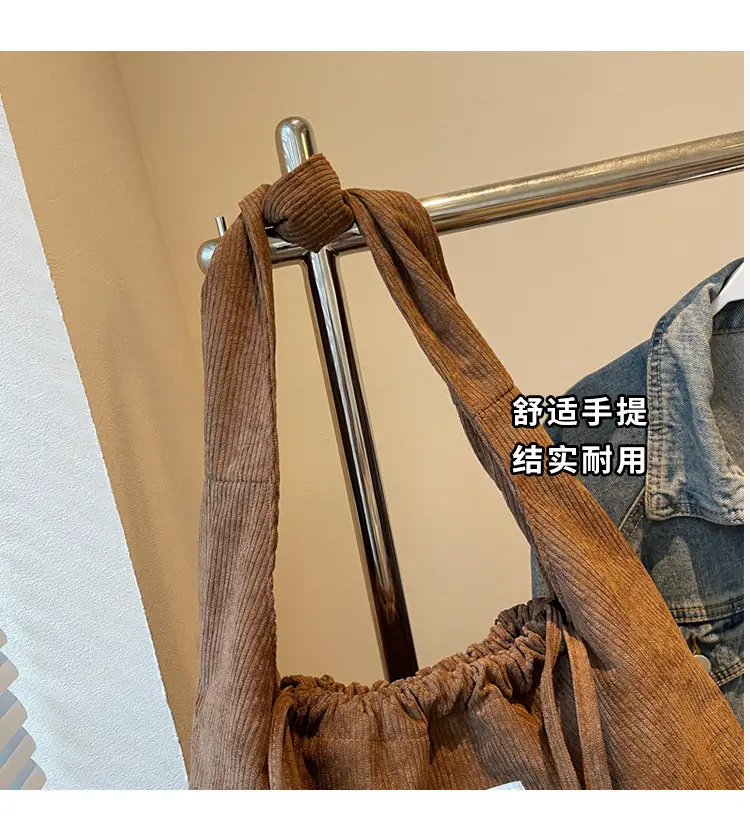 Women's Striped Velvet Strap Mouth Bag Large Capacity — feature 3