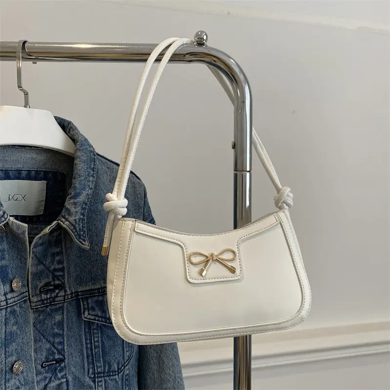 White Textured Shoulder Bag for Women 2025 - Image 2
