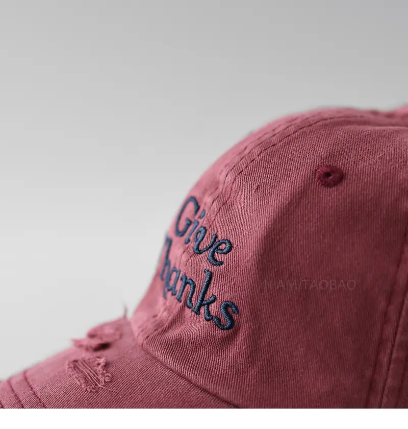 Black "Give Thanks" Embroidered Cap for Men Women — feature 10