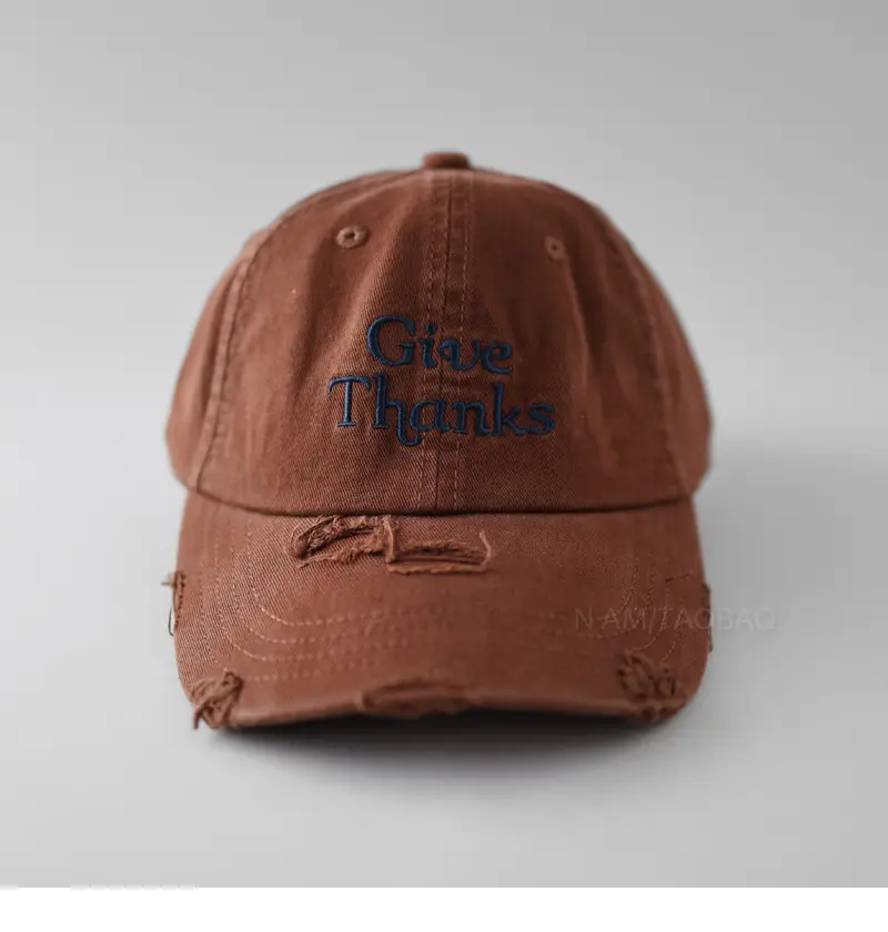 Black "Give Thanks" Embroidered Cap for Men Women — feature 7