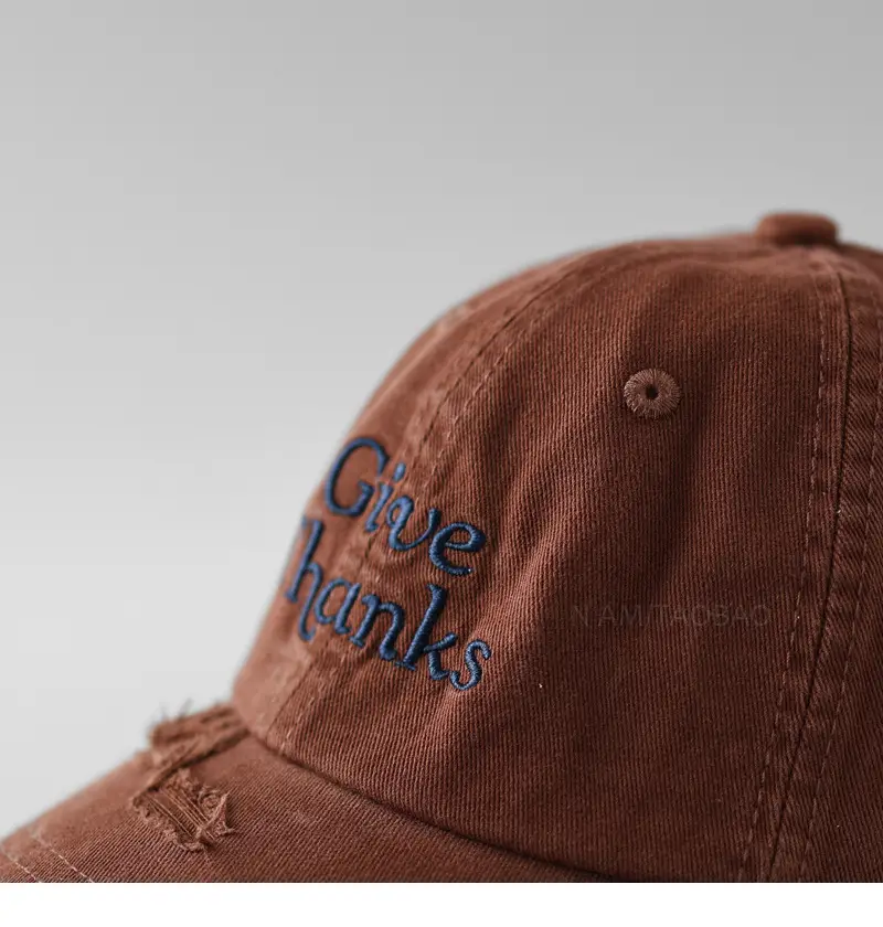 Black "Give Thanks" Embroidered Cap for Men Women — feature 8